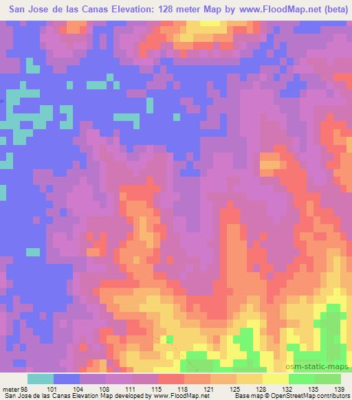 San Jose de las Canas,Uruguay Elevation Map