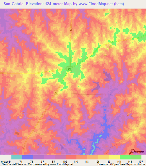 San Gabriel,Uruguay Elevation Map