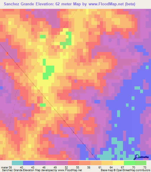 Sanchez Grande,Uruguay Elevation Map