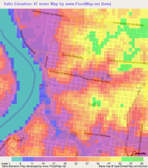 Salto,Uruguay Elevation Map