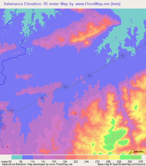 Salamanca,Uruguay Elevation Map