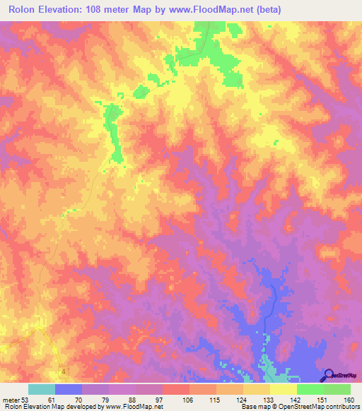 Rolon,Uruguay Elevation Map