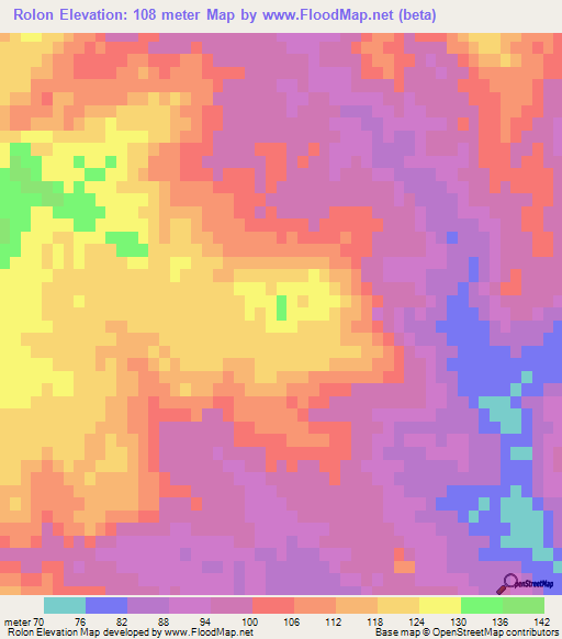 Rolon,Uruguay Elevation Map