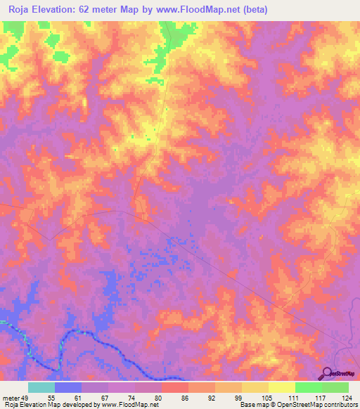 Roja,Uruguay Elevation Map