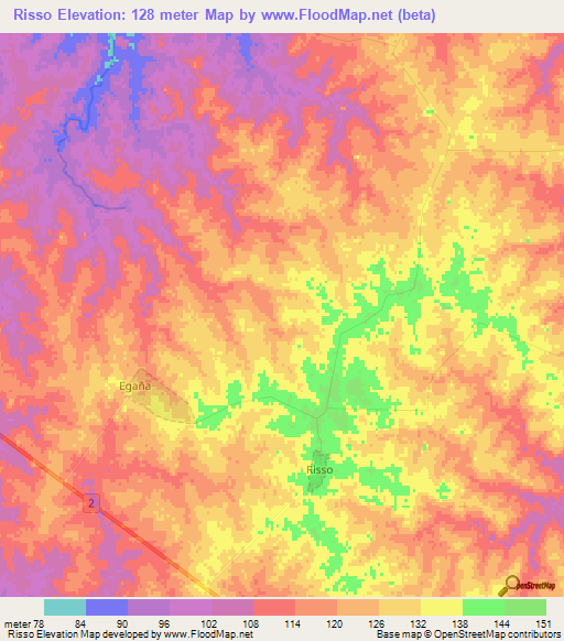 Risso,Uruguay Elevation Map