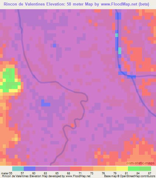 Rincon de Valentines,Uruguay Elevation Map