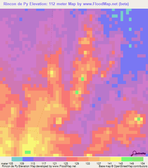 Rincon de Py,Uruguay Elevation Map
