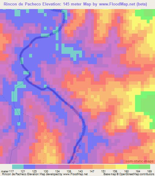 Rincon de Pacheco,Uruguay Elevation Map