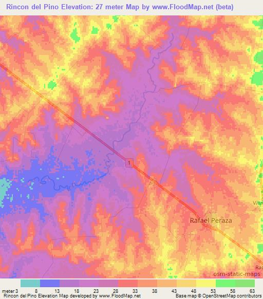 Rincon del Pino,Uruguay Elevation Map