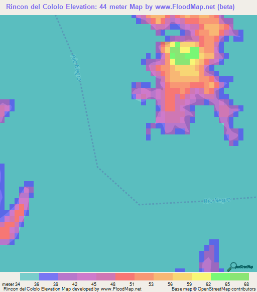 Rincon del Cololo,Uruguay Elevation Map