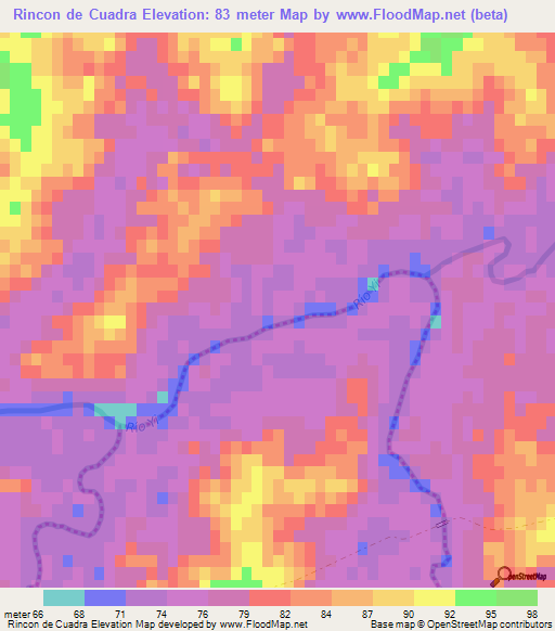 Rincon de Cuadra,Uruguay Elevation Map