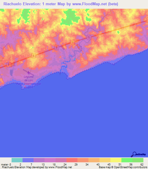 Riachuelo,Uruguay Elevation Map