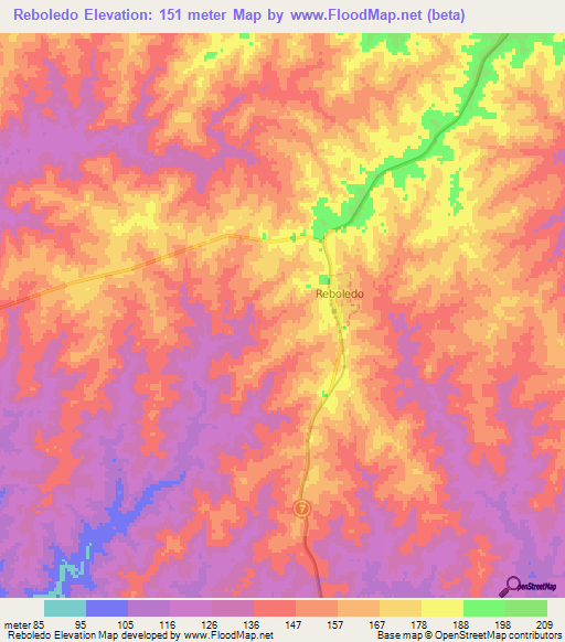 Reboledo,Uruguay Elevation Map