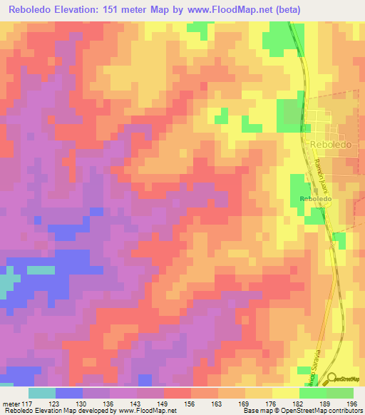 Reboledo,Uruguay Elevation Map