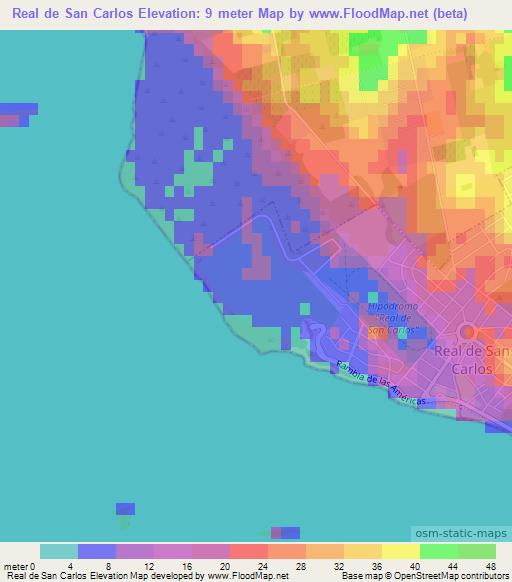 Real de San Carlos,Uruguay Elevation Map