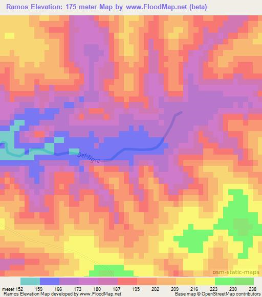 Ramos,Uruguay Elevation Map