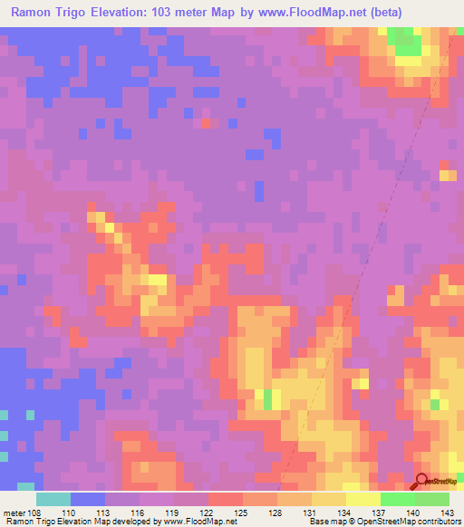 Ramon Trigo,Uruguay Elevation Map