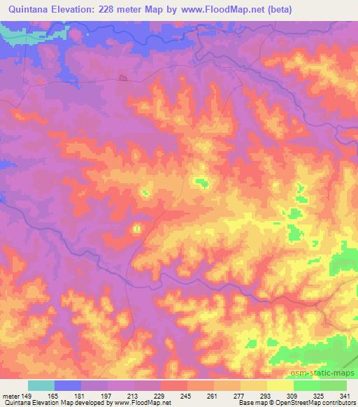 Quintana,Uruguay Elevation Map