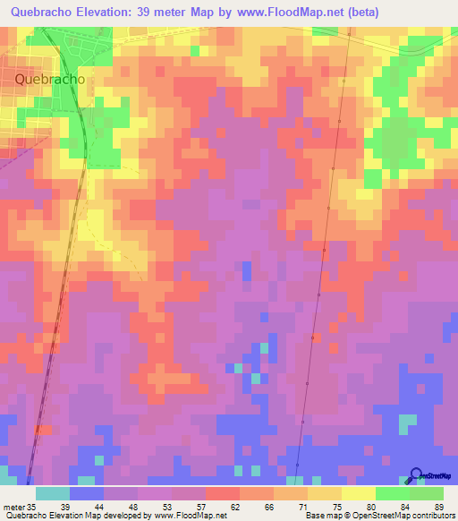 Quebracho,Uruguay Elevation Map