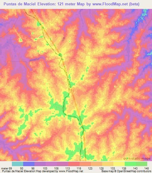 Puntas de Maciel,Uruguay Elevation Map