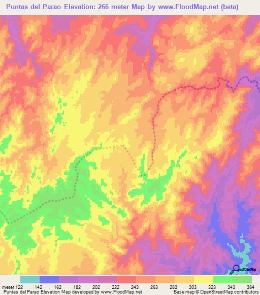 Puntas del Parao,Uruguay Elevation Map