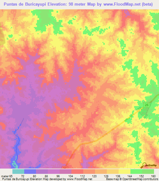 Puntas de Buricayupi,Uruguay Elevation Map