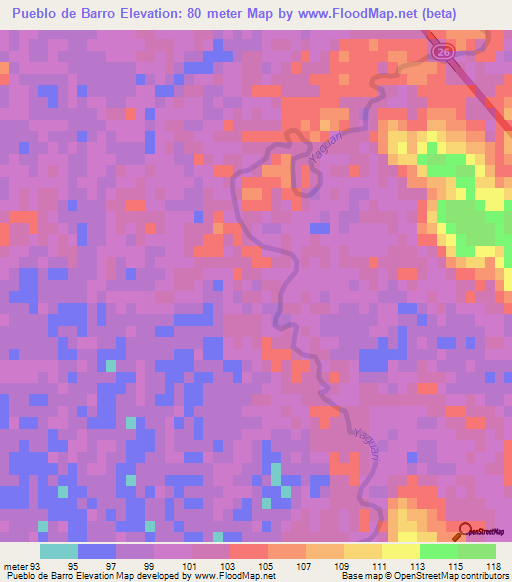 Pueblo de Barro,Uruguay Elevation Map