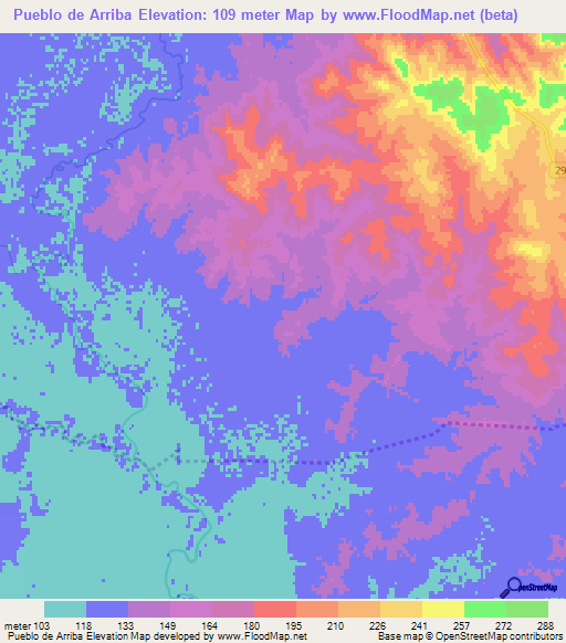 Pueblo de Arriba,Uruguay Elevation Map