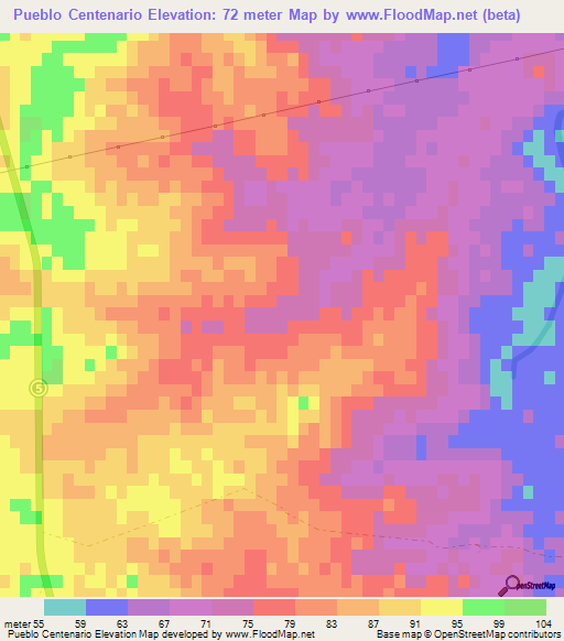 Pueblo Centenario,Uruguay Elevation Map