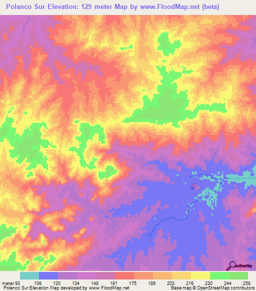 Polanco Sur,Uruguay Elevation Map