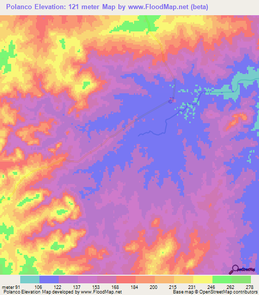 Polanco,Uruguay Elevation Map