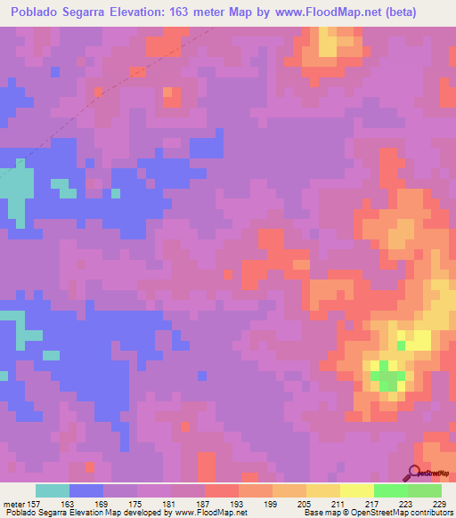 Poblado Segarra,Uruguay Elevation Map