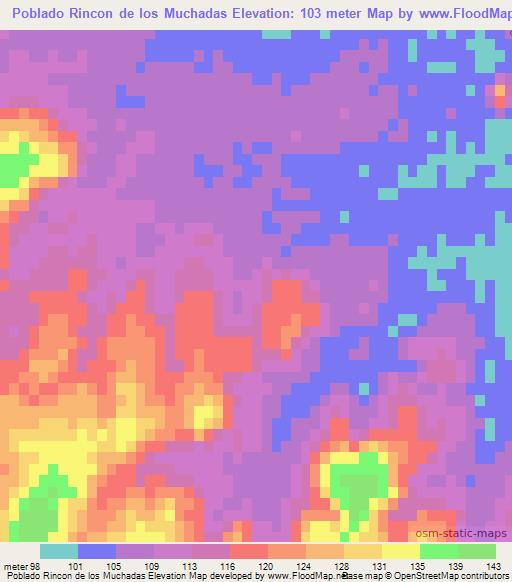 Poblado Rincon de los Muchadas,Uruguay Elevation Map