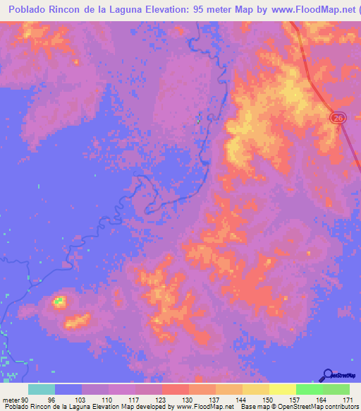 Poblado Rincon de la Laguna,Uruguay Elevation Map