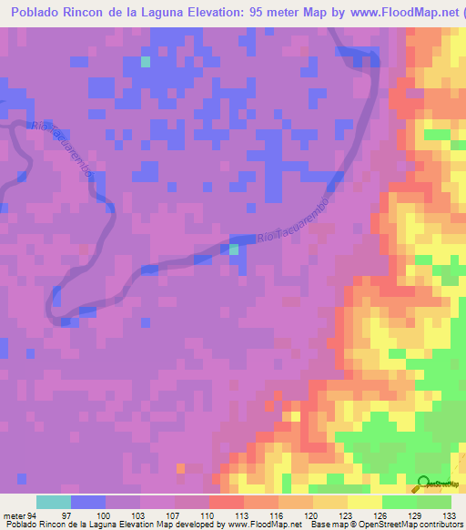 Poblado Rincon de la Laguna,Uruguay Elevation Map