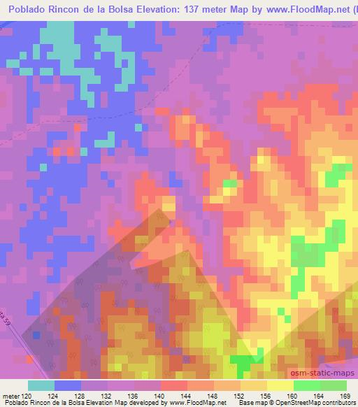 Poblado Rincon de la Bolsa,Uruguay Elevation Map