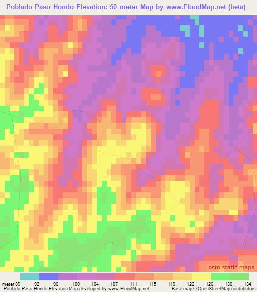 Poblado Paso Hondo,Uruguay Elevation Map