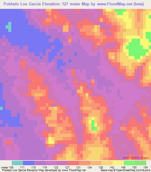 Poblado Los Garcia,Uruguay Elevation Map