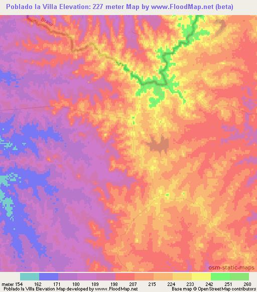 Poblado la Villa,Uruguay Elevation Map