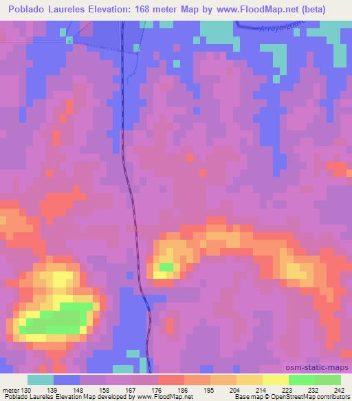 Poblado Laureles,Uruguay Elevation Map