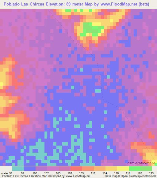 Poblado Las Chircas,Uruguay Elevation Map