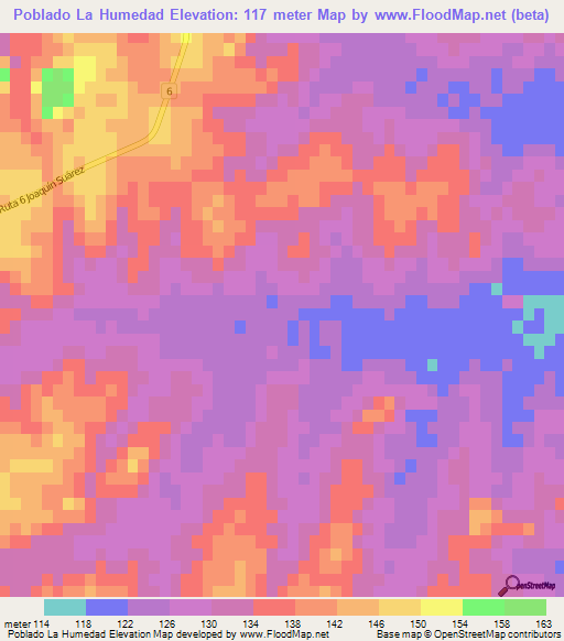 Poblado La Humedad,Uruguay Elevation Map