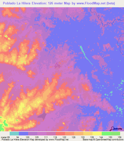 Poblado La Hilera,Uruguay Elevation Map