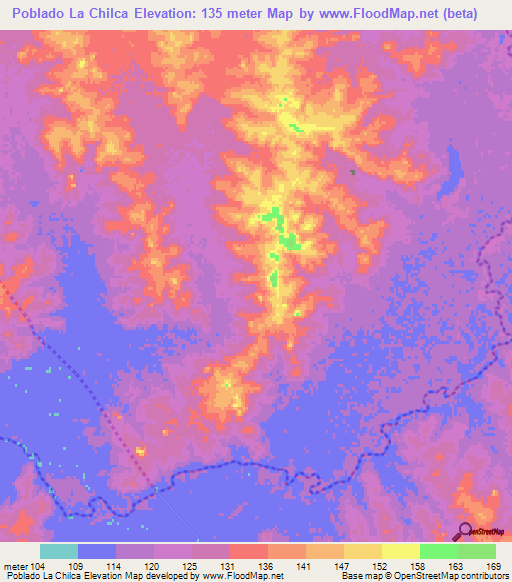 Poblado La Chilca,Uruguay Elevation Map