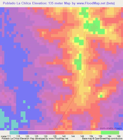 Poblado La Chilca,Uruguay Elevation Map