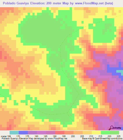 Poblado Guaviyu,Uruguay Elevation Map