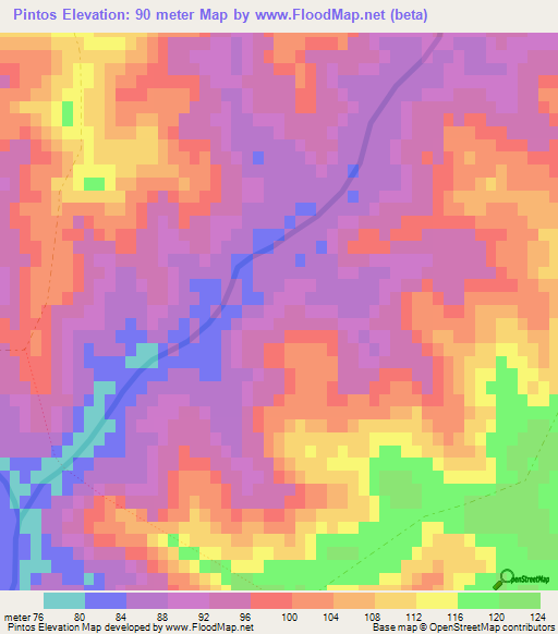 Pintos,Uruguay Elevation Map