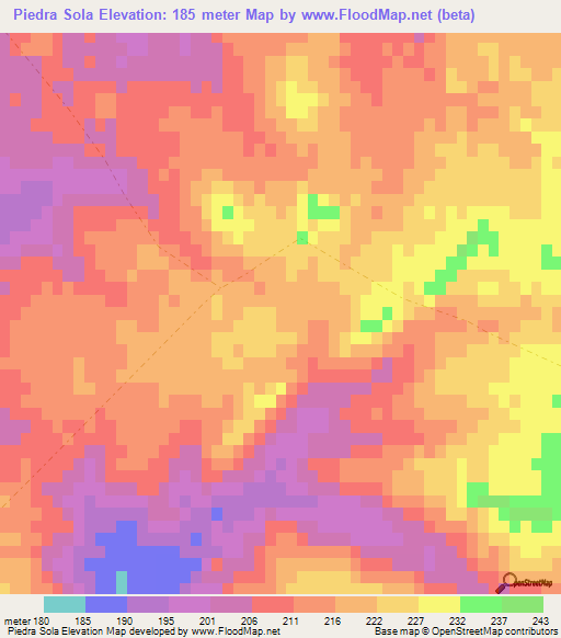 Piedra Sola,Uruguay Elevation Map