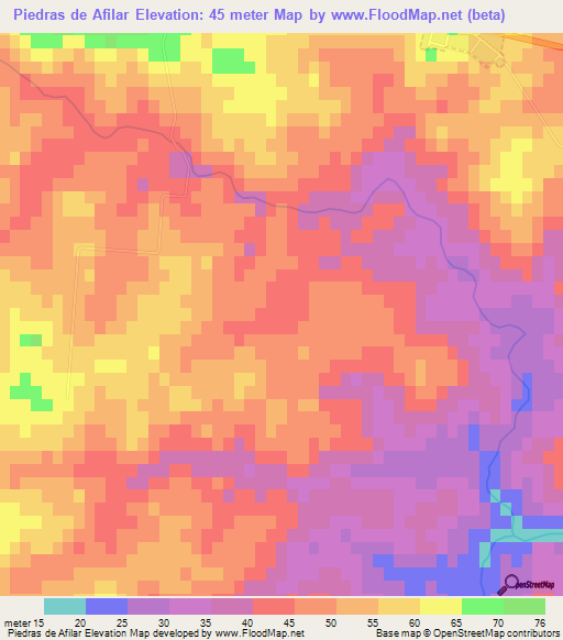 Piedras de Afilar,Uruguay Elevation Map