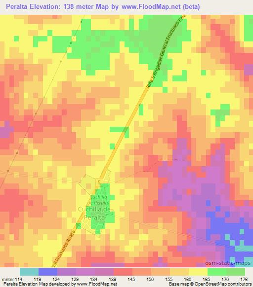 Peralta,Uruguay Elevation Map